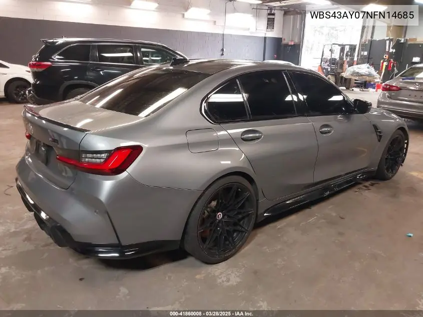 2022 BMW M3 Competition xDrive VIN: WBS43AY07NFN14685 Lot: 41860008