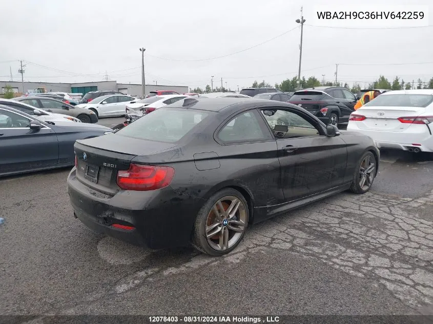 2017 BMW 230Xi VIN: WBA2H9C36HV642259 Lot: 12078403