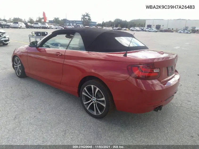 2017 BMW 230I VIN: WBA2K9C39H7A26483 Lot: 31620645