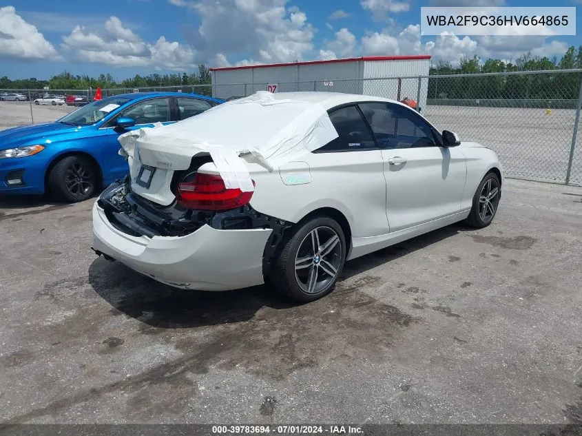 2017 BMW 230I VIN: WBA2F9C36HV664865 Lot: 39783694