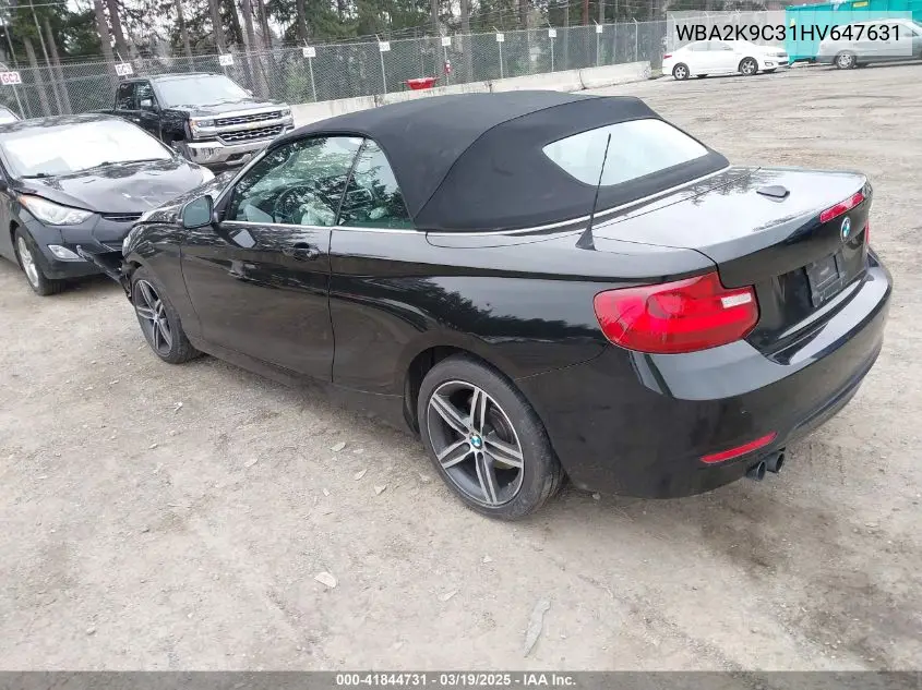 2017 BMW 230I VIN: WBA2K9C31HV647631 Lot: 41844731