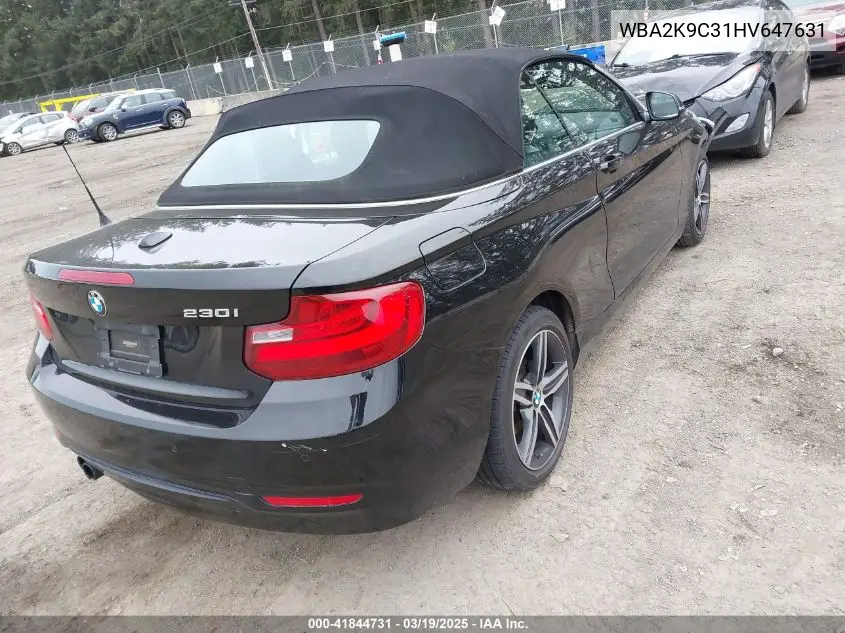 2017 BMW 230I VIN: WBA2K9C31HV647631 Lot: 41844731