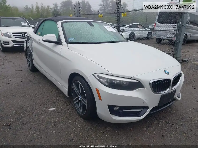 2017 BMW 230I xDrive VIN: WBA2M9C3XH7A47692 Lot: 42172525