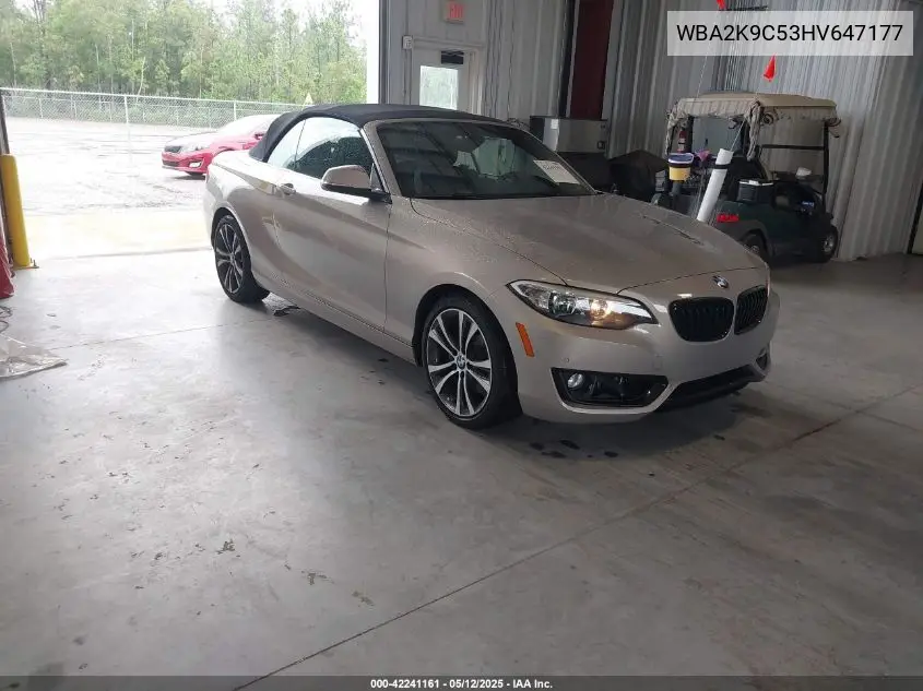 2017 BMW 230I VIN: WBA2K9C53HV647177 Lot: 42241161