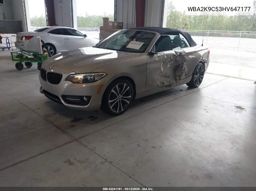 2017 BMW 230I VIN: WBA2K9C53HV647177 Lot: 42241161