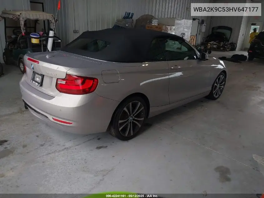 2017 BMW 230I VIN: WBA2K9C53HV647177 Lot: 42241161