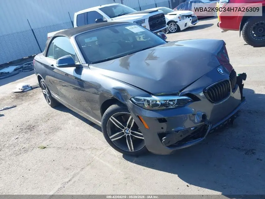 2017 BMW 230I VIN: WBA2K9C34H7A26309 Lot: 42304310