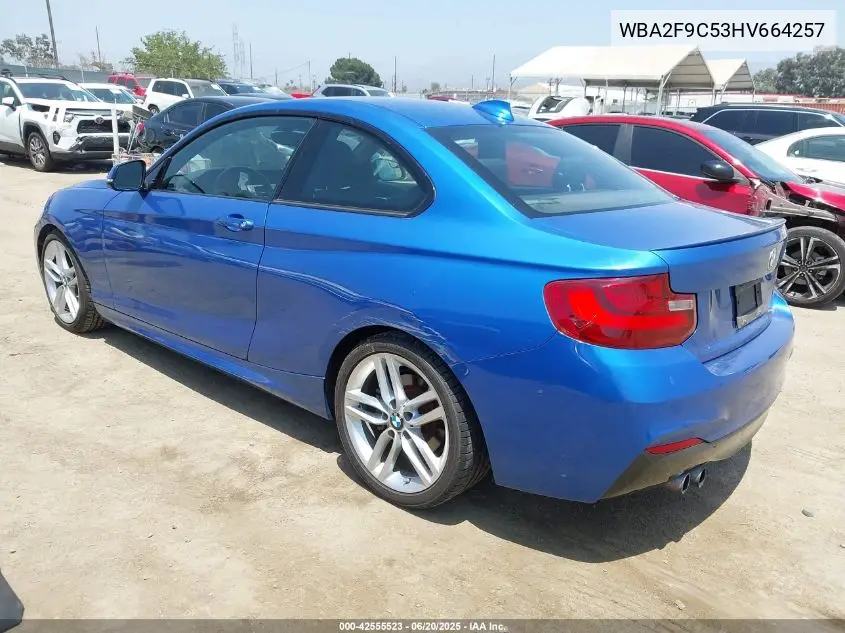 2017 BMW 230I VIN: WBA2F9C53HV664257 Lot: 42555523