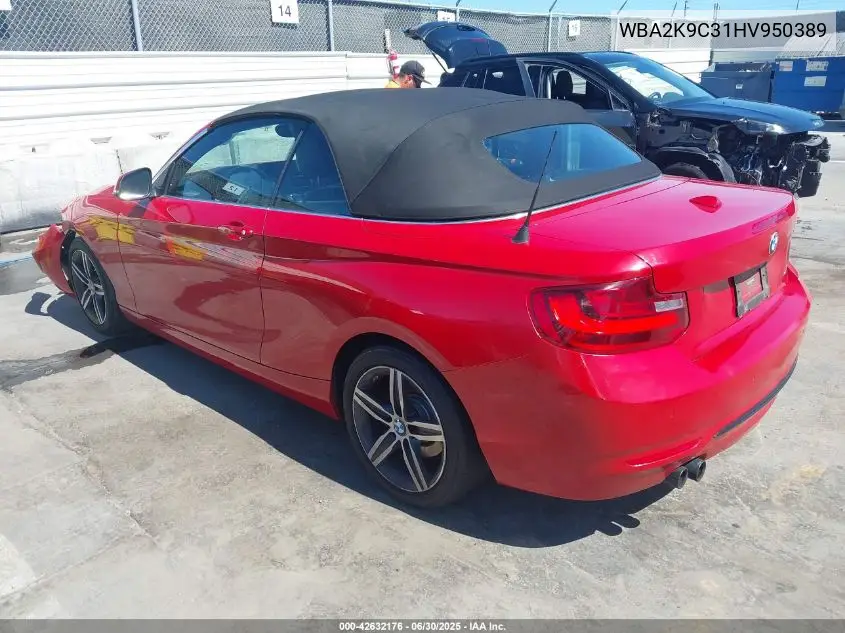 2017 BMW 230I VIN: WBA2K9C31HV950389 Lot: 42632176