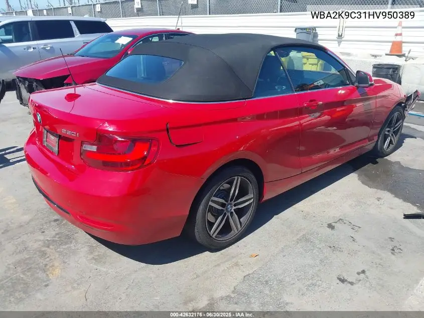 2017 BMW 230I VIN: WBA2K9C31HV950389 Lot: 42632176