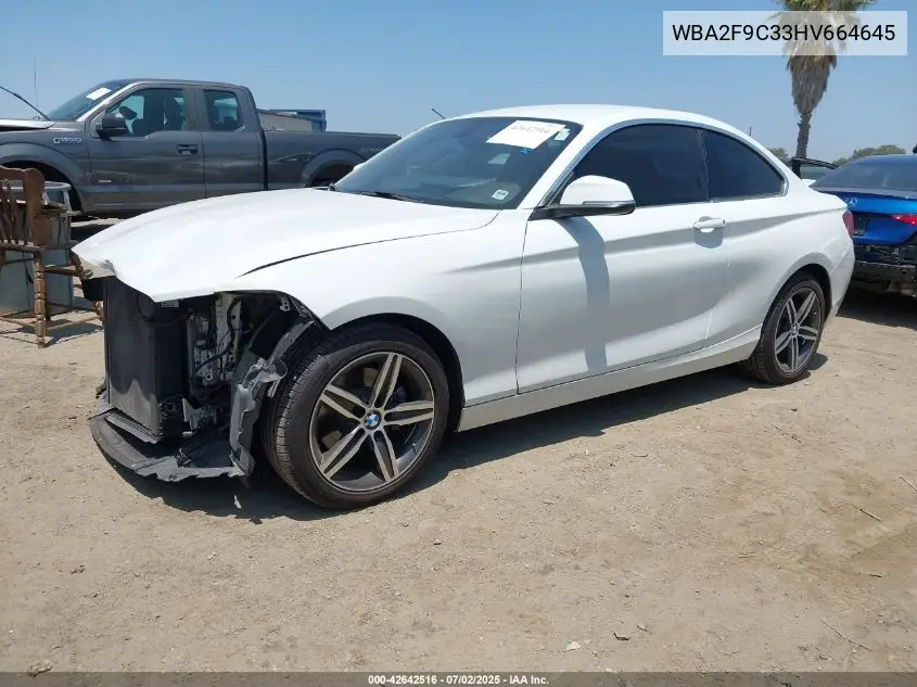 2017 BMW 230I VIN: WBA2F9C33HV664645 Lot: 42642516