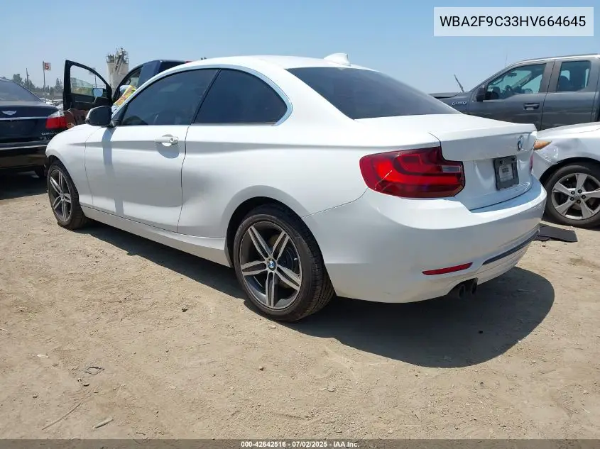 2017 BMW 230I VIN: WBA2F9C33HV664645 Lot: 42642516