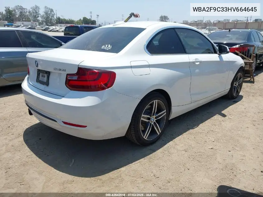 2017 BMW 230I VIN: WBA2F9C33HV664645 Lot: 42642516