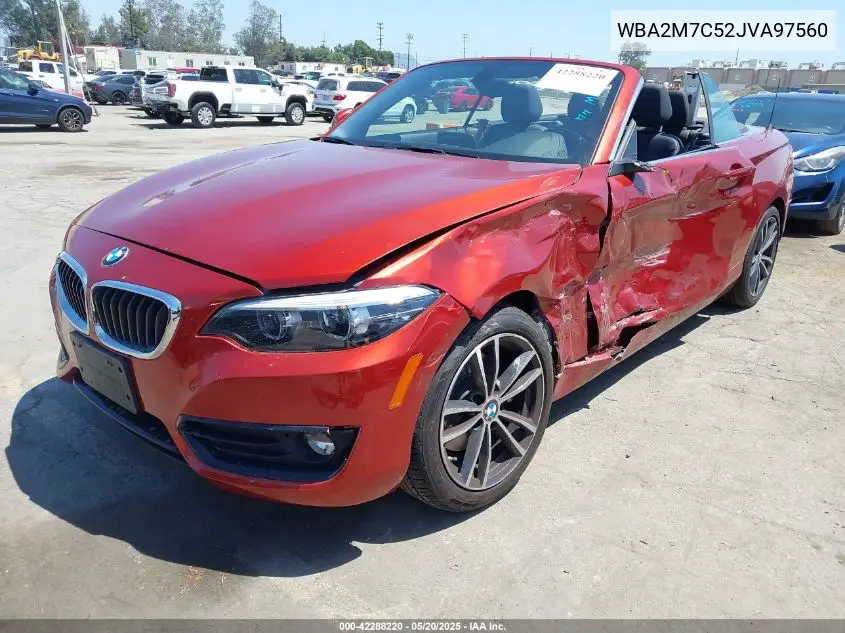 2018 BMW 230I VIN: WBA2M7C52JVA97560 Lot: 42288220