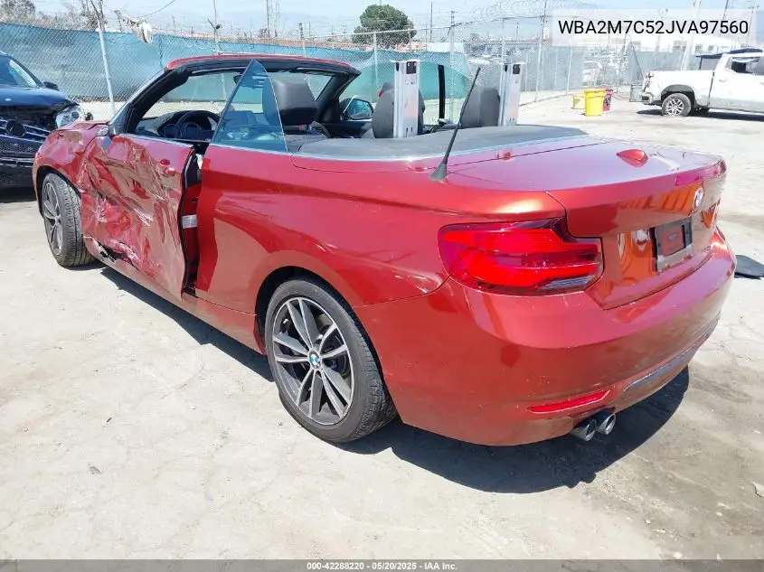 2018 BMW 230I VIN: WBA2M7C52JVA97560 Lot: 42288220