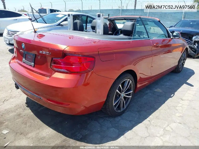 2018 BMW 230I VIN: WBA2M7C52JVA97560 Lot: 42288220