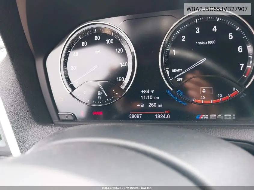 2018 BMW M240I VIN: WBA2J5C55JVB27907 Lot: 42706522