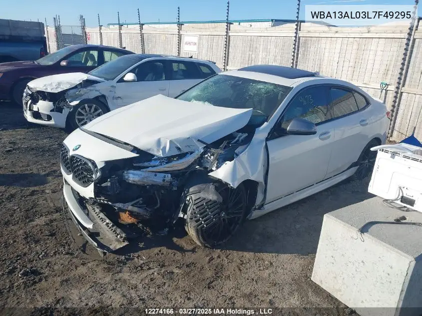 2020 BMW M235Xi VIN: WBA13AL03L7F49295 Lot: 12274166