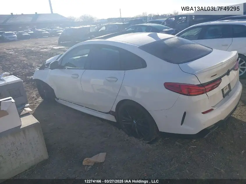2020 BMW M235Xi VIN: WBA13AL03L7F49295 Lot: 12274166