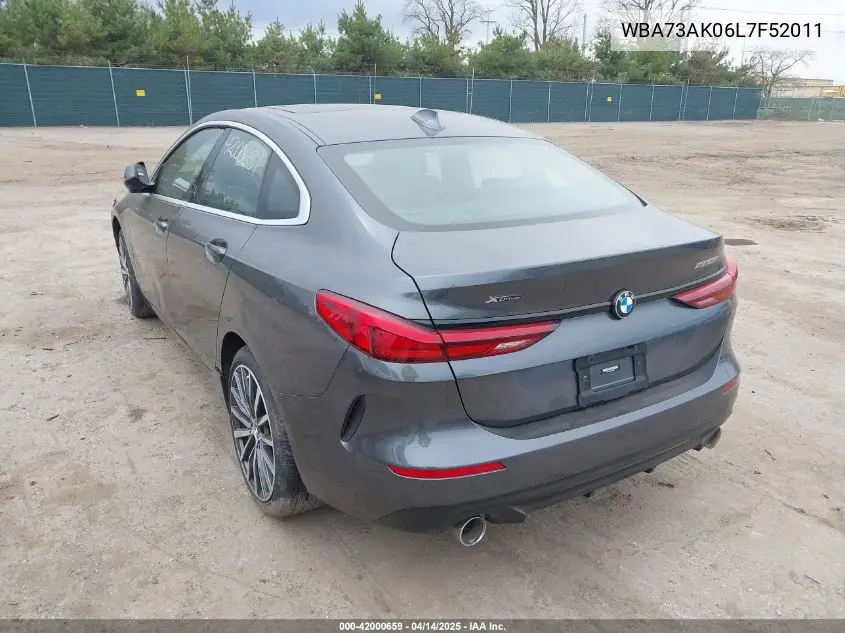 2020 BMW 228I Gran Coupe xDrive VIN: WBA73AK06L7F52011 Lot: 42000659