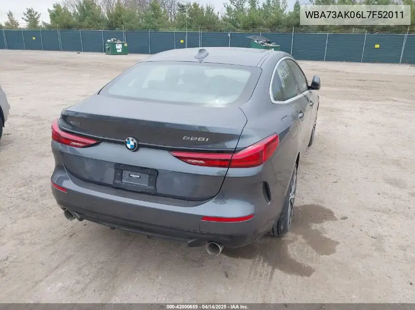 2020 BMW 228I Gran Coupe xDrive VIN: WBA73AK06L7F52011 Lot: 42000659