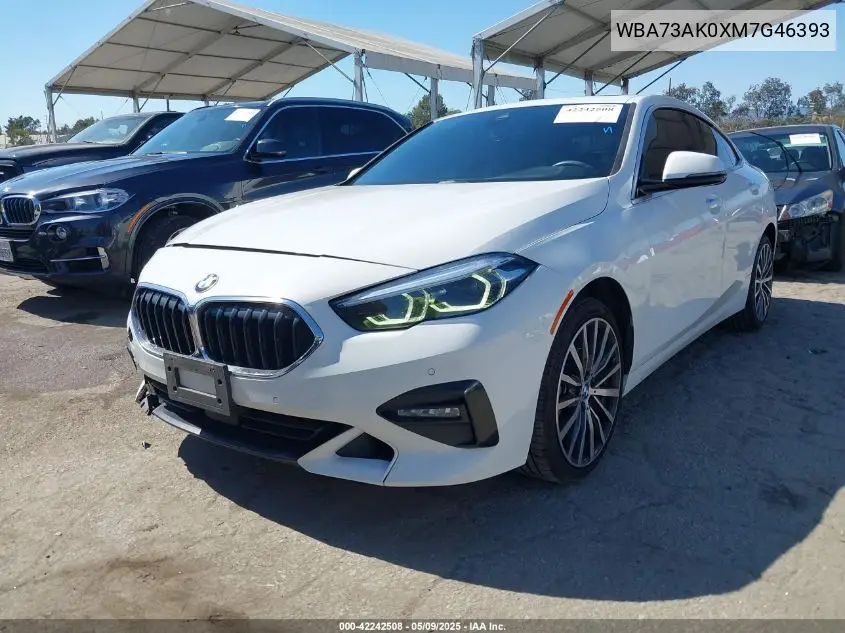 2021 BMW 228I Gran Coupe xDrive VIN: WBA73AK0XM7G46393 Lot: 42242508