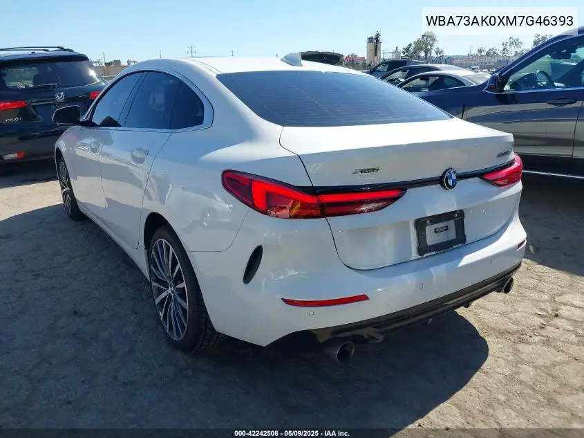 2021 BMW 228I Gran Coupe xDrive VIN: WBA73AK0XM7G46393 Lot: 42242508