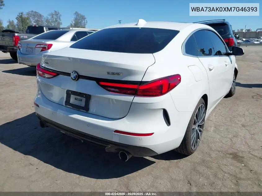 2021 BMW 228I Gran Coupe xDrive VIN: WBA73AK0XM7G46393 Lot: 42242508