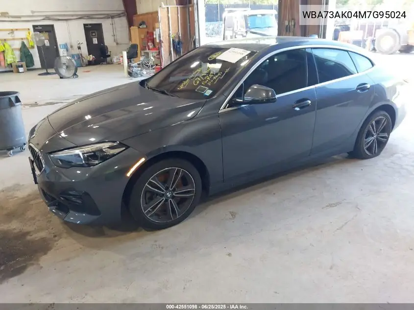 2021 BMW 228I Gran Coupe xDrive VIN: WBA73AK04M7G95024 Lot: 42551098