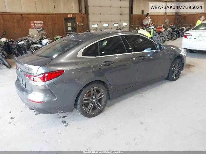 2021 BMW 228I Gran Coupe xDrive VIN: WBA73AK04M7G95024 Lot: 42551098