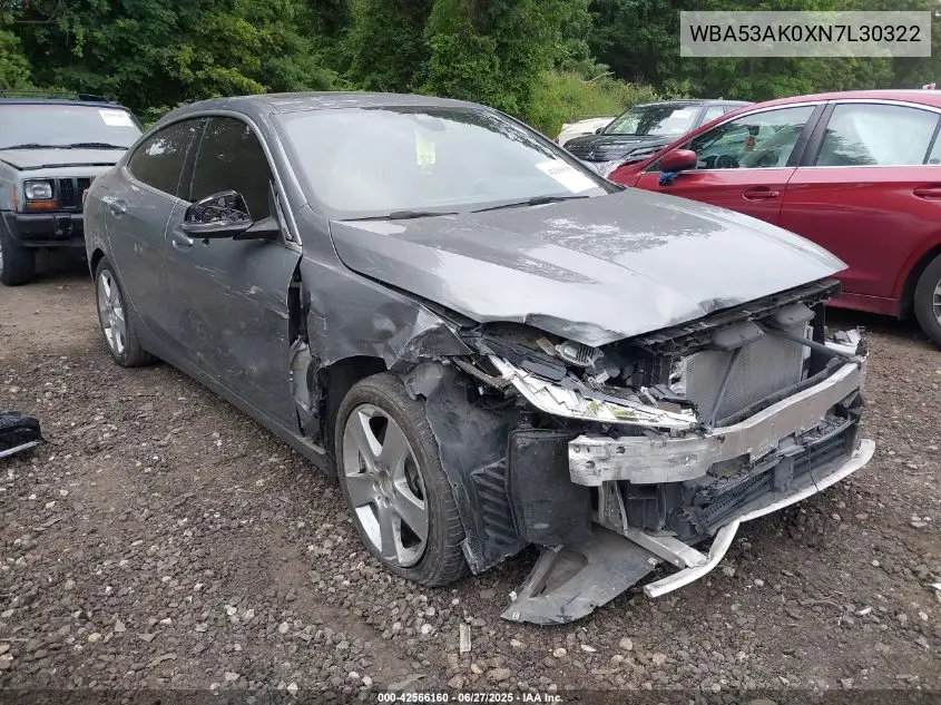 2022 BMW 228I VIN: WBA53AK0XN7L30322 Lot: 42566160