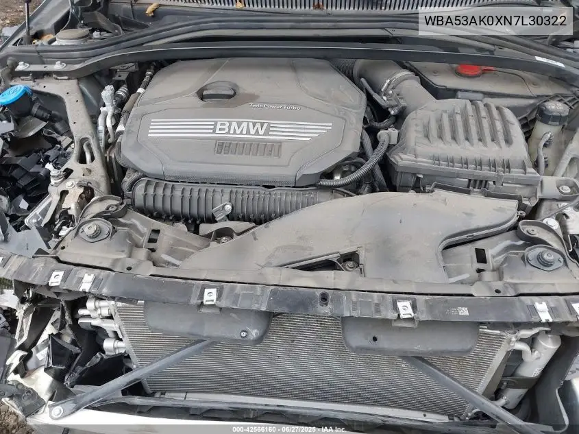 2022 BMW 228I VIN: WBA53AK0XN7L30322 Lot: 42566160