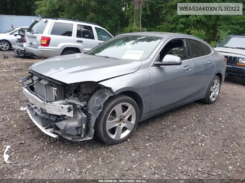 2022 BMW 228I VIN: WBA53AK0XN7L30322 Lot: 42566160