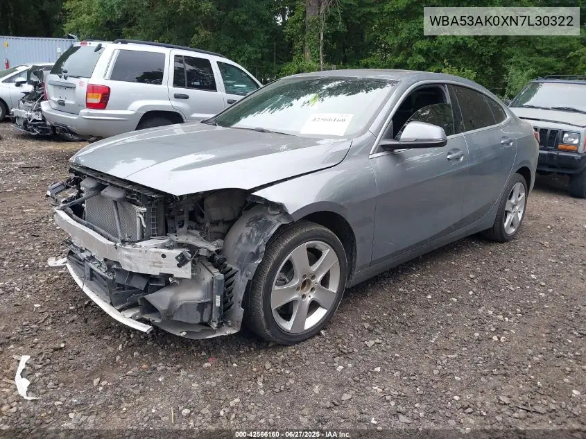 2022 BMW 228I VIN: WBA53AK0XN7L30322 Lot: 42566160