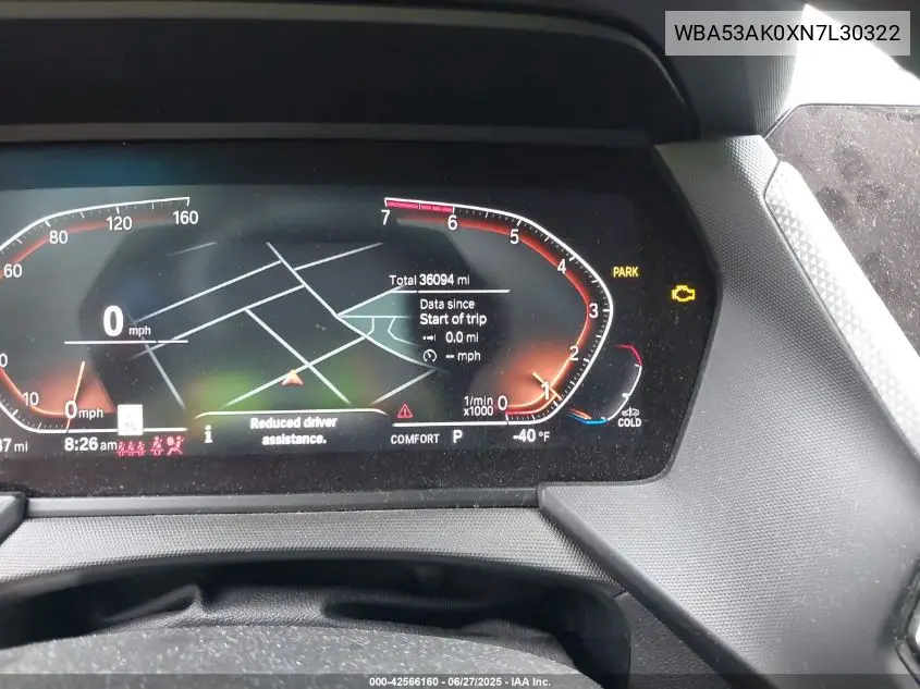 2022 BMW 228I VIN: WBA53AK0XN7L30322 Lot: 42566160