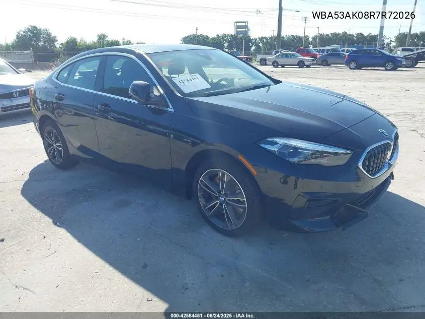 2024 BMW 228 Gran Coupe I Sdrive VIN: WBA53AK08R7R72026 Lot: 42584451