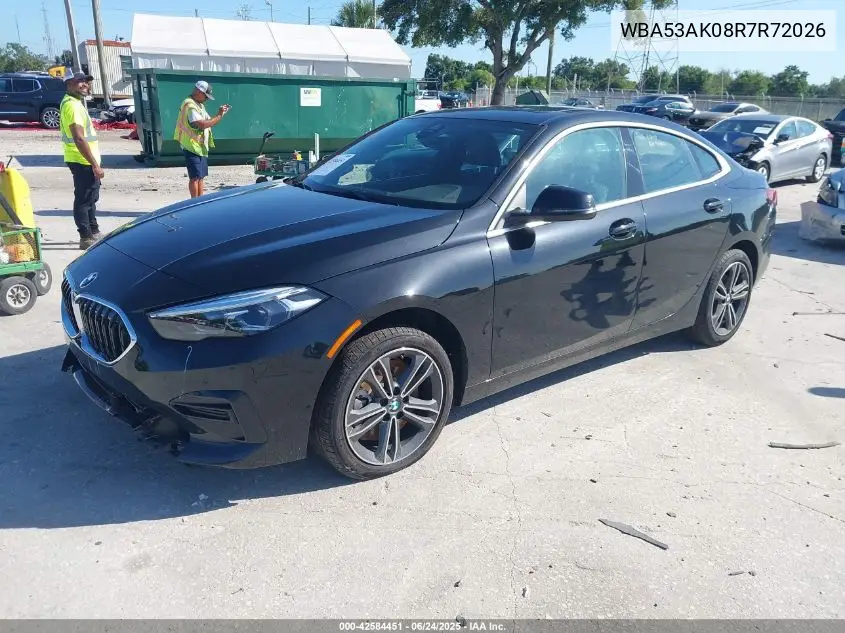 2024 BMW 228 Gran Coupe I Sdrive VIN: WBA53AK08R7R72026 Lot: 42584451