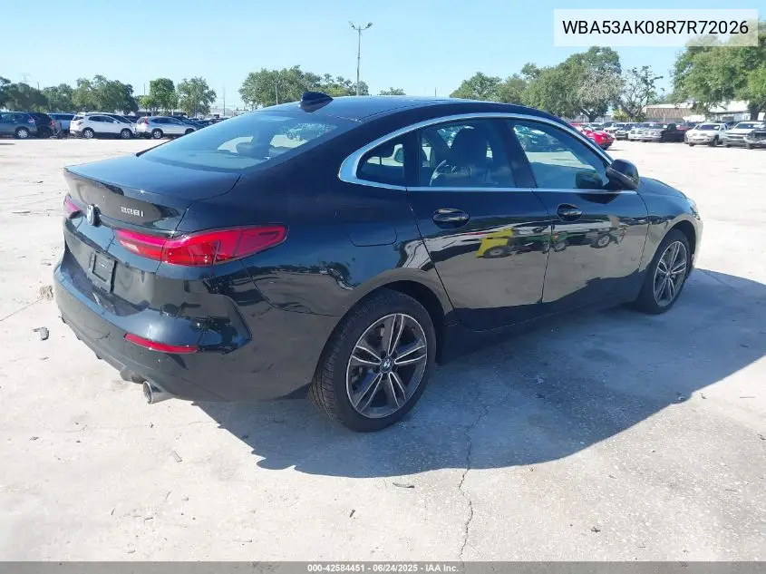 2024 BMW 228 Gran Coupe I Sdrive VIN: WBA53AK08R7R72026 Lot: 42584451