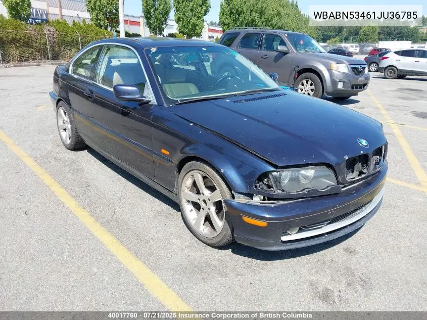 2001 BMW 330Ci VIN: WBABN53461JU36785 Lot: 40017760