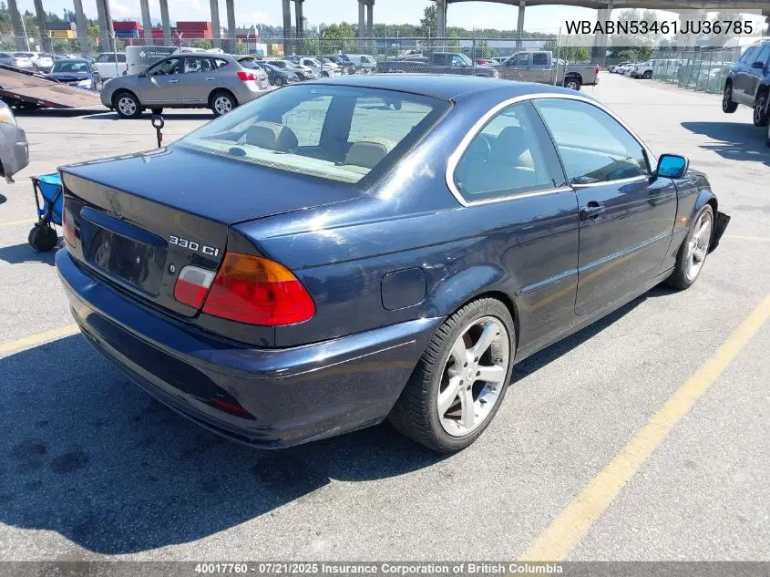 2001 BMW 330Ci VIN: WBABN53461JU36785 Lot: 40017760