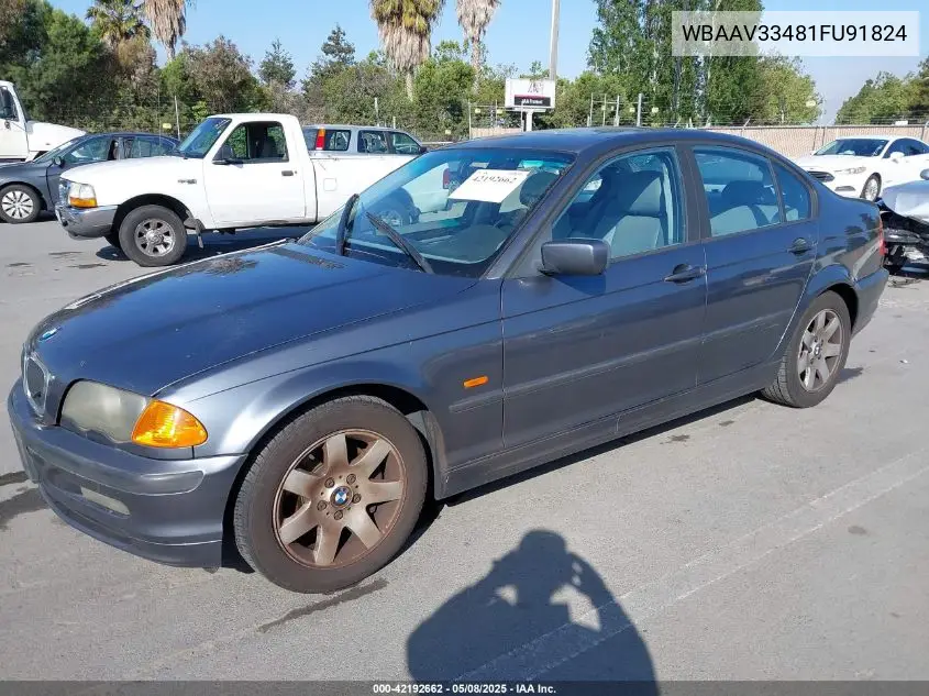 2001 BMW 325I VIN: WBAAV33481FU91824 Lot: 42192662