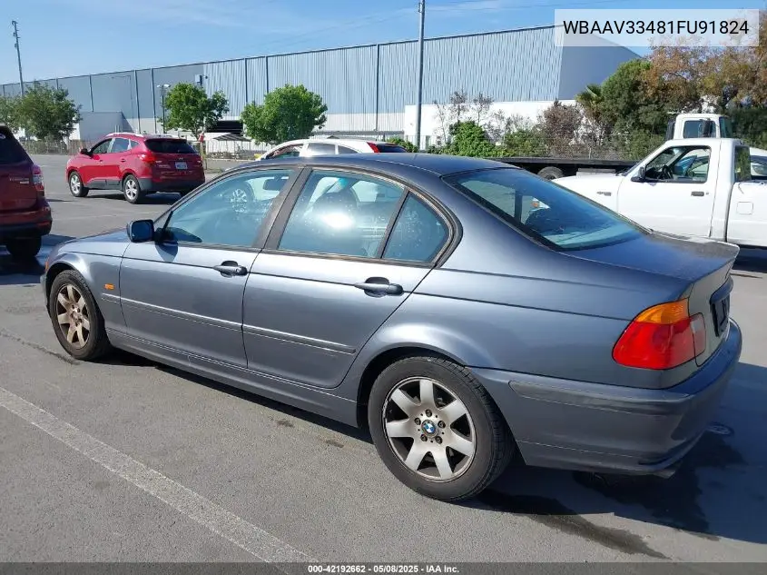 2001 BMW 325I VIN: WBAAV33481FU91824 Lot: 42192662