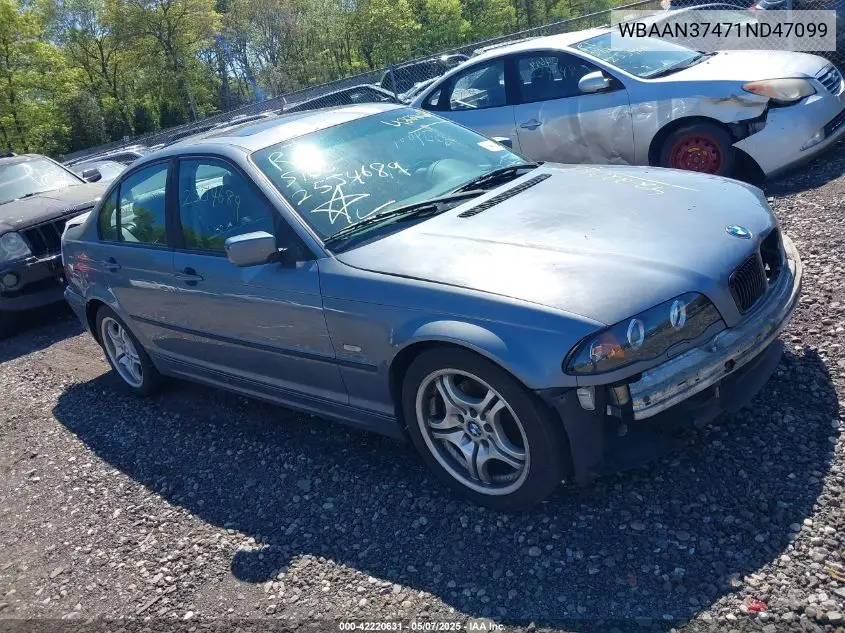 2001 BMW 325I VIN: WBAAN37471ND47099 Lot: 42220631