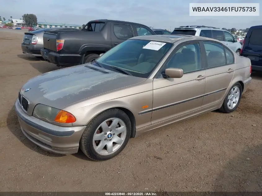 2001 BMW 325I VIN: WBAAV33461FU75735 Lot: 42233948