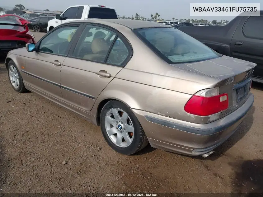 2001 BMW 325I VIN: WBAAV33461FU75735 Lot: 42233948