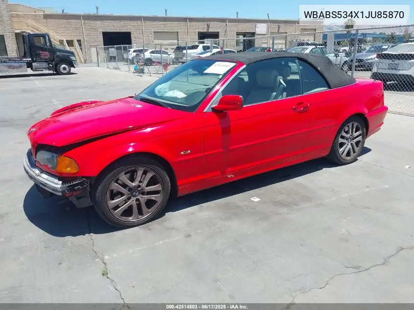 2001 BMW 330Ci VIN: WBABS534X1JU85870 Lot: 42514503
