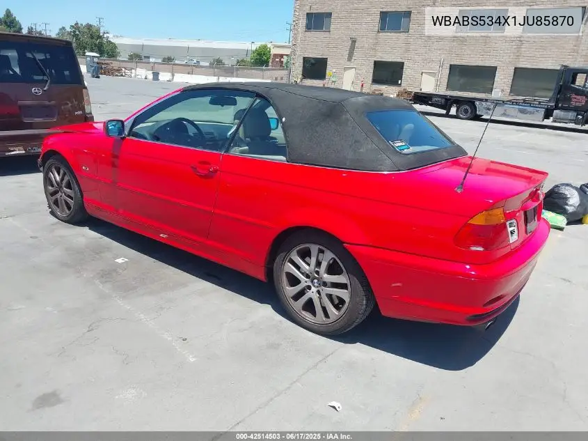 2001 BMW 330Ci VIN: WBABS534X1JU85870 Lot: 42514503