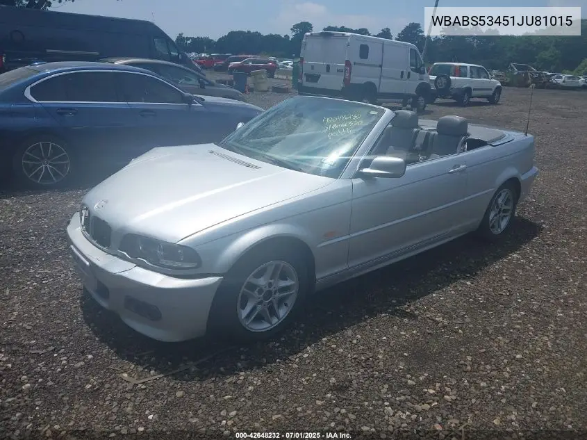 2001 BMW 330Ci VIN: WBABS53451JU81015 Lot: 42648232