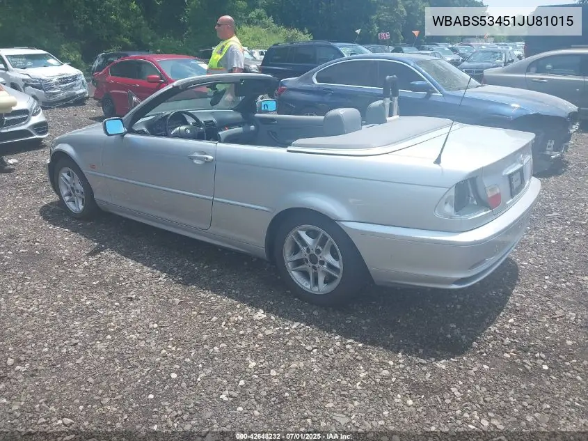 2001 BMW 330Ci VIN: WBABS53451JU81015 Lot: 42648232