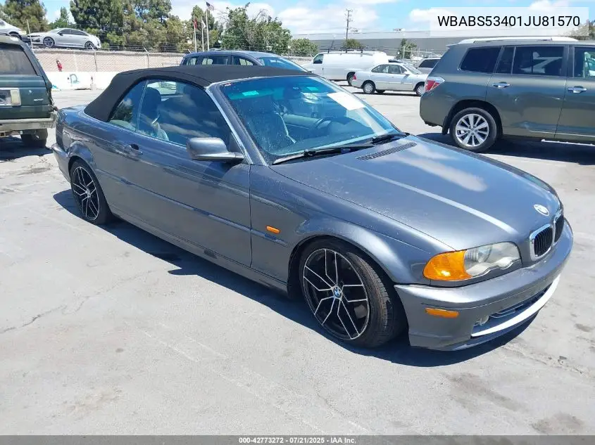 2001 BMW 330Ci VIN: WBABS53401JU81570 Lot: 42773272